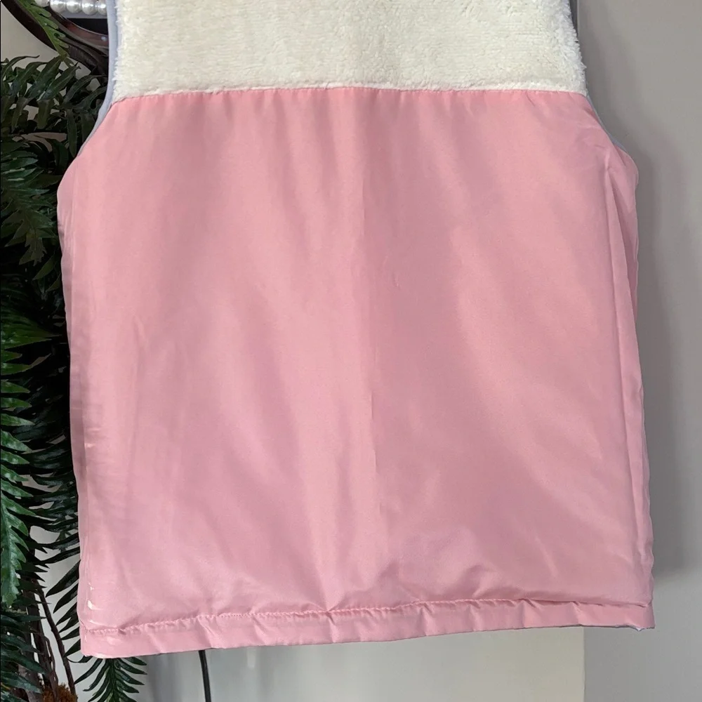 Buffalo David Bitton Reversible Zip Up Vest Silver Metallic & Pink Cream Sherpa
